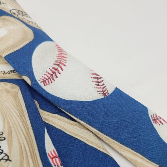 Joe Boxer | Men's Navy Blue Novelty Baseball Ball Slugger Themed Tie (One Size) - Picture 4 of 11